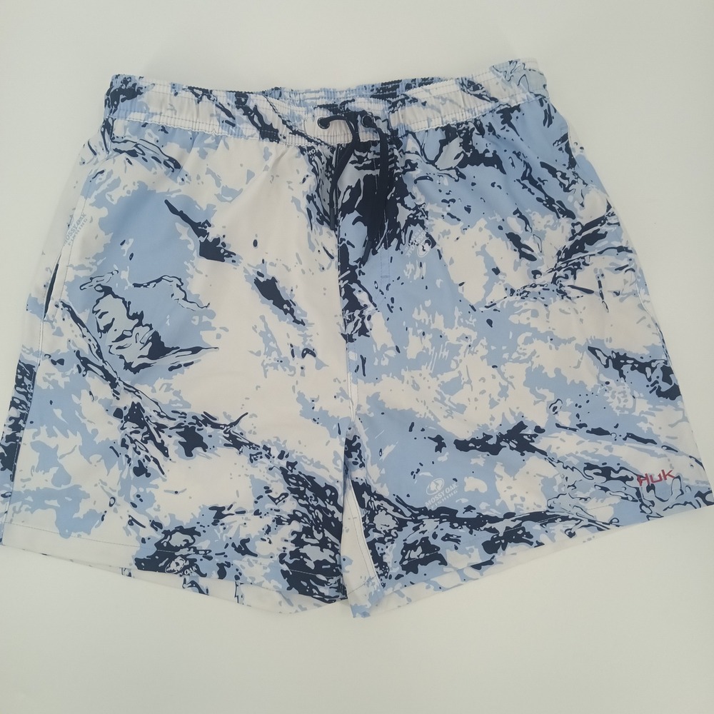 Huk Mossy Oak Fishing Shorts Mens Large Blue White Camo Mesh Lined Board Shorts